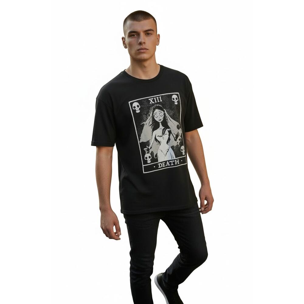 Tim Burton Corpse Bride Tarot XIII Death Graphic Tee Size L Black